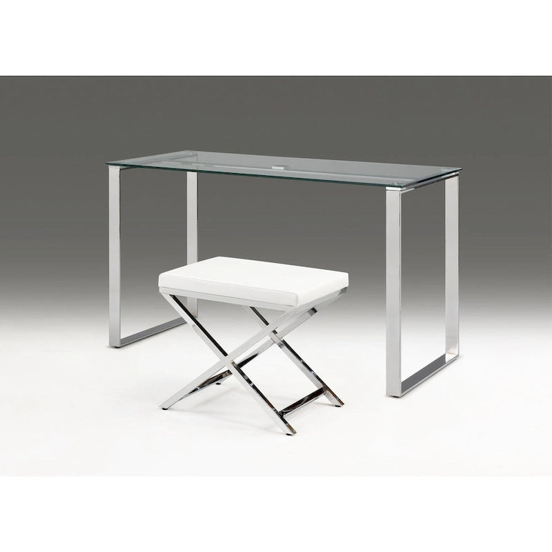Glasschreibtisch mit Metallfuß