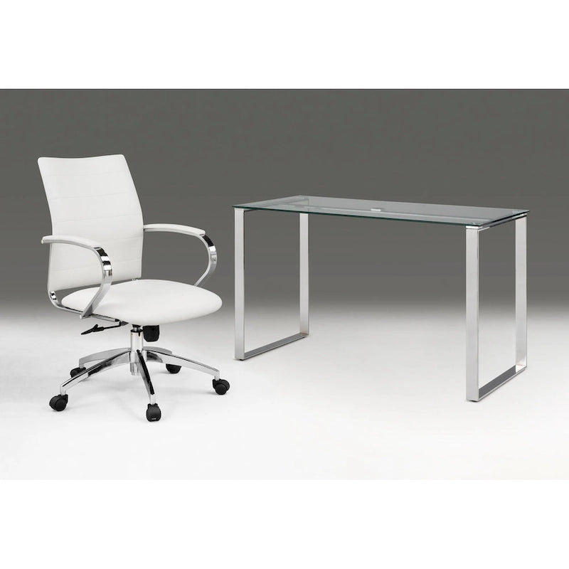 Glasschreibtisch mit Metallfuß