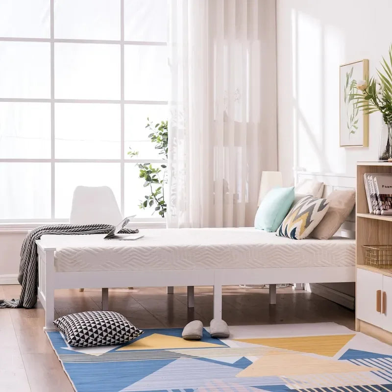 Classic Design Panel Bed Frame with Headboard White