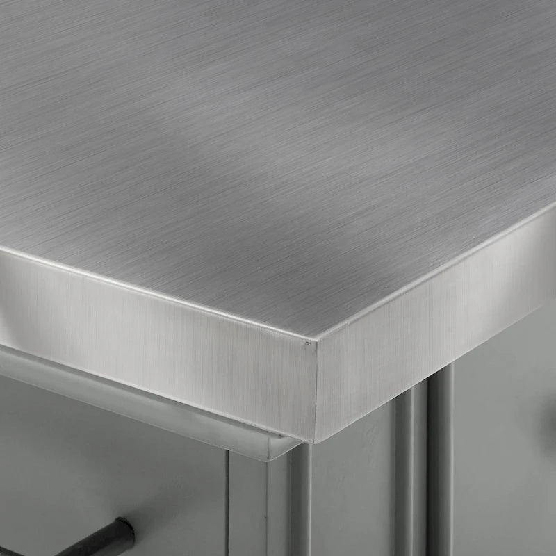 Insel mit Edelstahlplatte und Hockern mit X-Rückenlehne - 50 W x60 D x41H