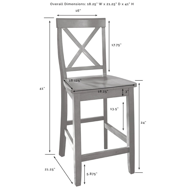 Insel mit Edelstahlplatte und Hockern mit X-Rückenlehne - 50 W x60 D x41H