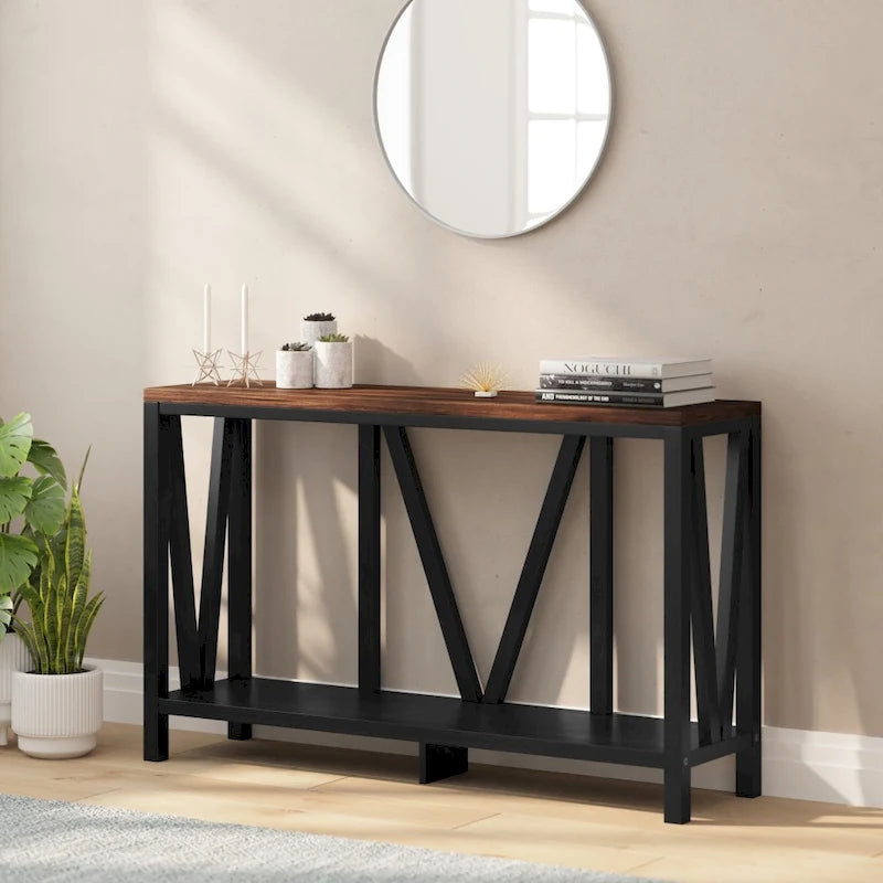 Farmhouse Style Rustic Entryway Console Table