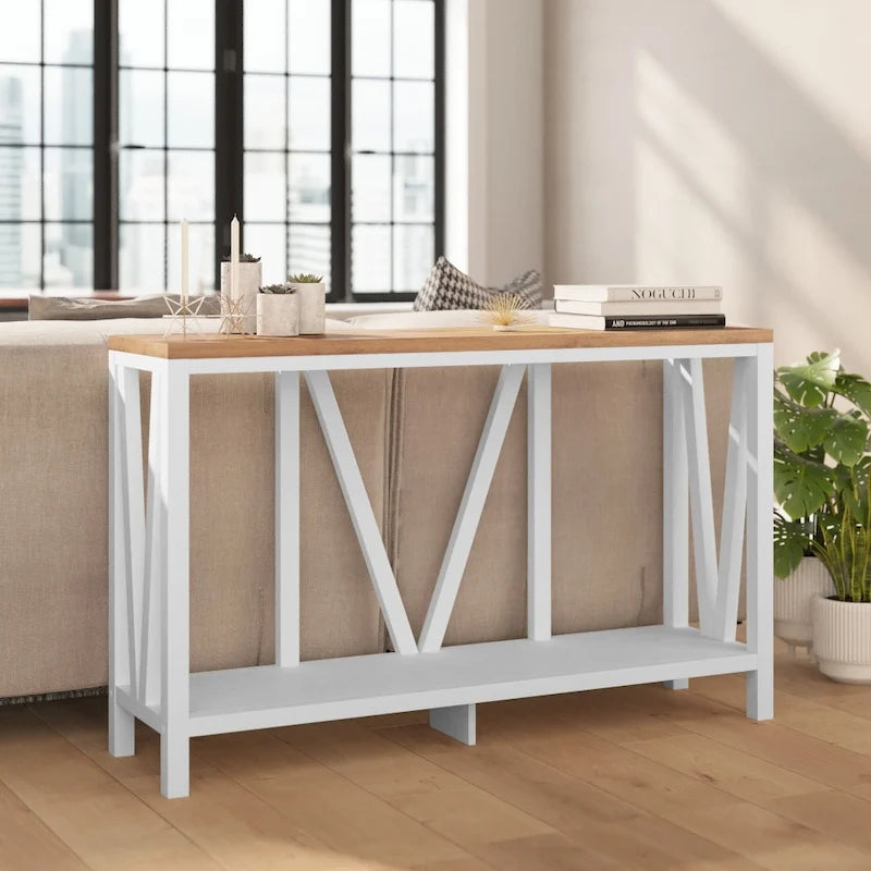 Farmhouse Style Rustic Entryway Console Table
