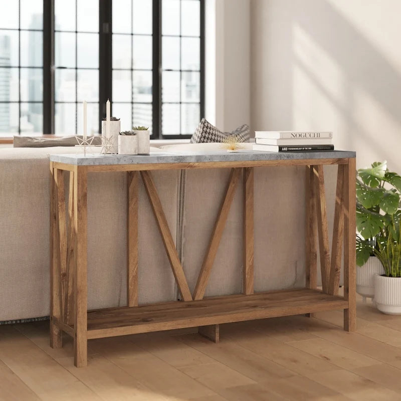 Farmhouse Style Rustic Entryway Console Table