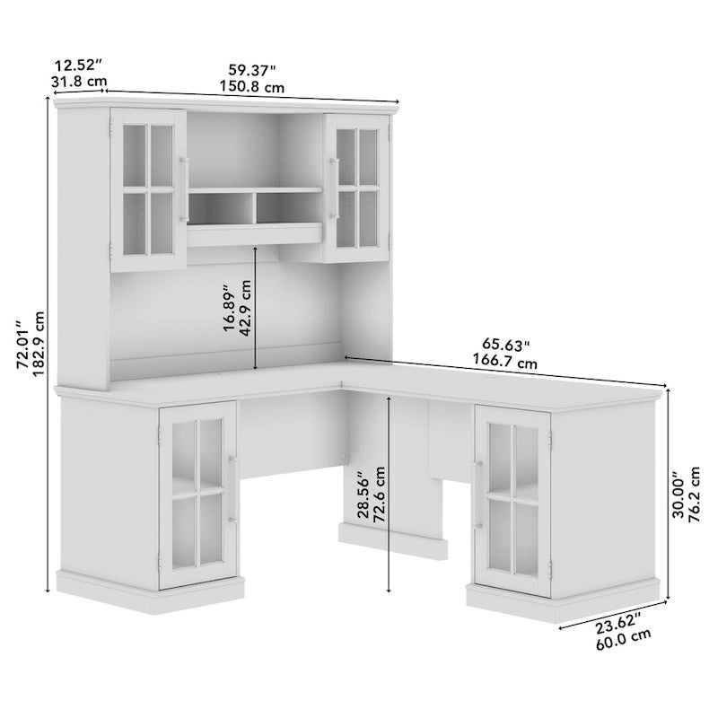 60W L Shaped Desk with Hutch and Storage by