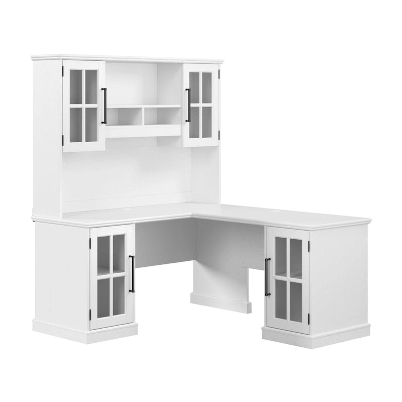 60W L Shaped Desk with Hutch and Storage by