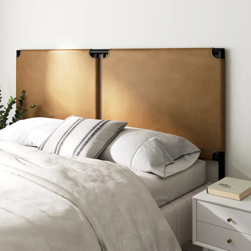 Bed Headboard, Boucle Upholstered Headboard with Matte Metal Frame