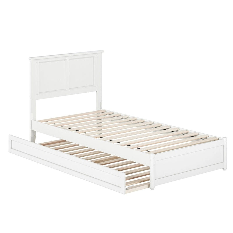 Platform Bed with Panel Footboard and Twin XL Trundle