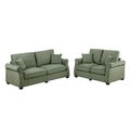 2 Piece Corduroy Upholstered Sofa Set with Thick Back and Seat
