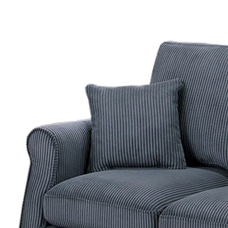 2 Piece Corduroy Upholstered Sofa Set with Thick Back and Seat