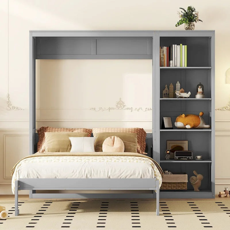 Murphy-Bett in Queen-Size mit Regalen