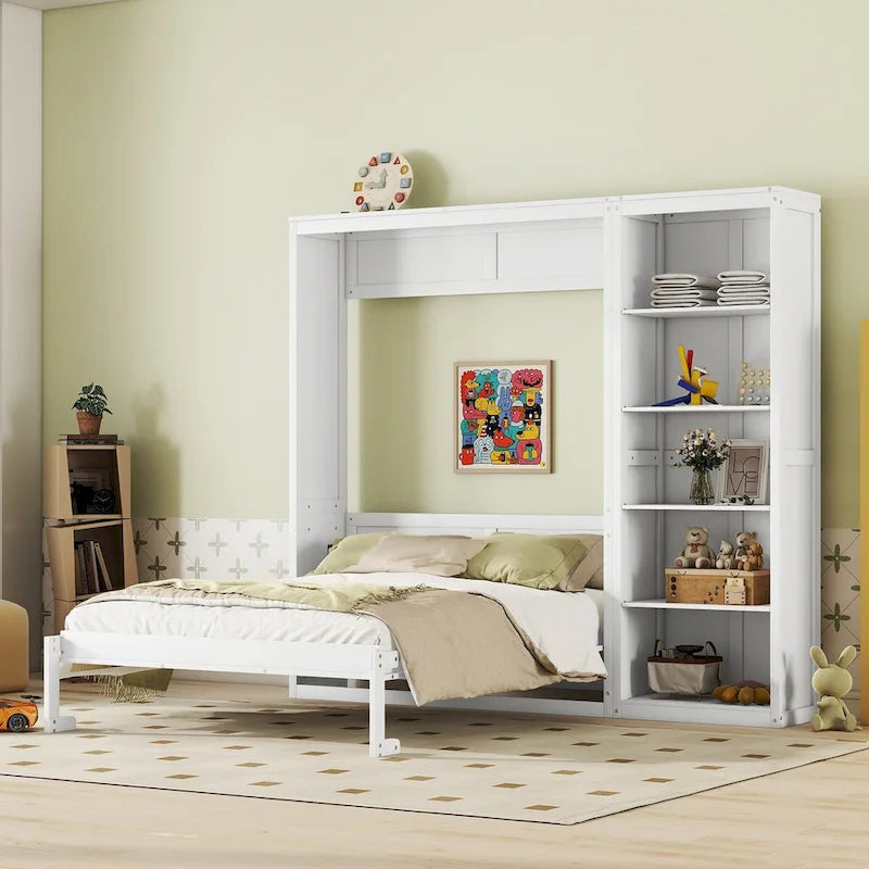 Murphy-Bett in Queen-Size mit Regalen