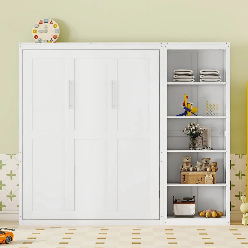 Queen Size Murphy Bed Wall Bed with Shelves