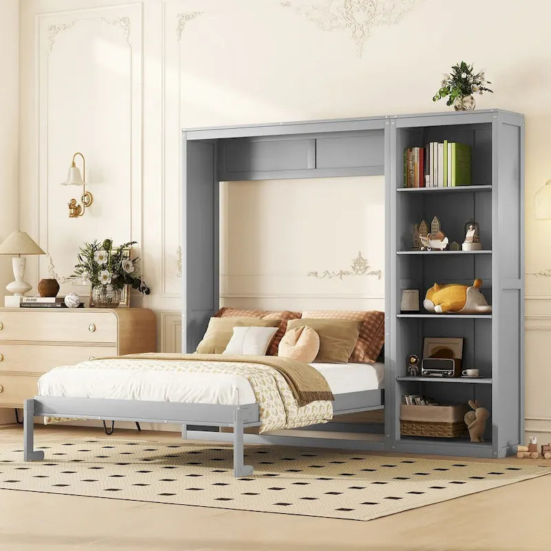 Murphy-Bett in Queen-Size mit Regalen