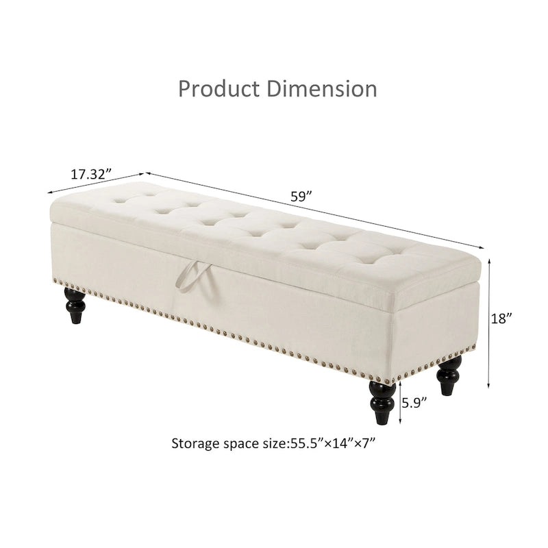 59 Bed Bench Ottoman with Storage