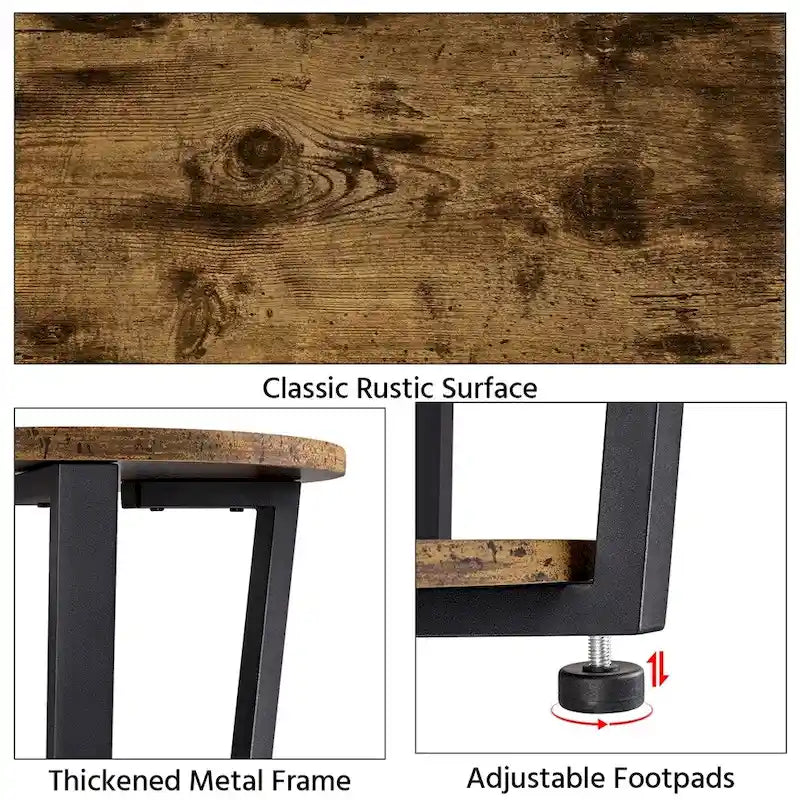 Metal Side Table Round End Table with Storage Rack