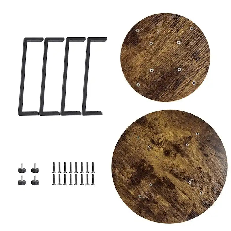 Metal Side Table Round End Table with Storage Rack