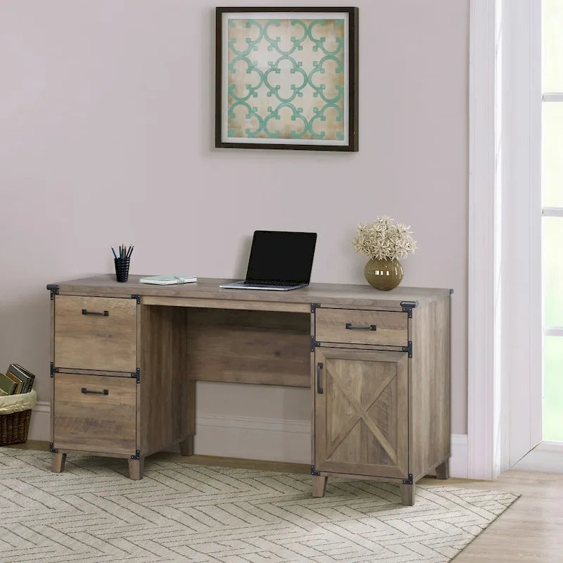 Oxford Farmhouse Rustic Oak Executive desk