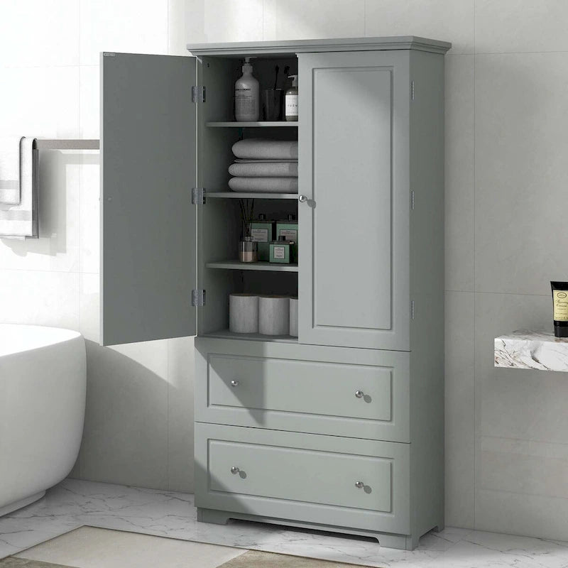 Mobile alto da bagno con cassetti e ripiano regolabile