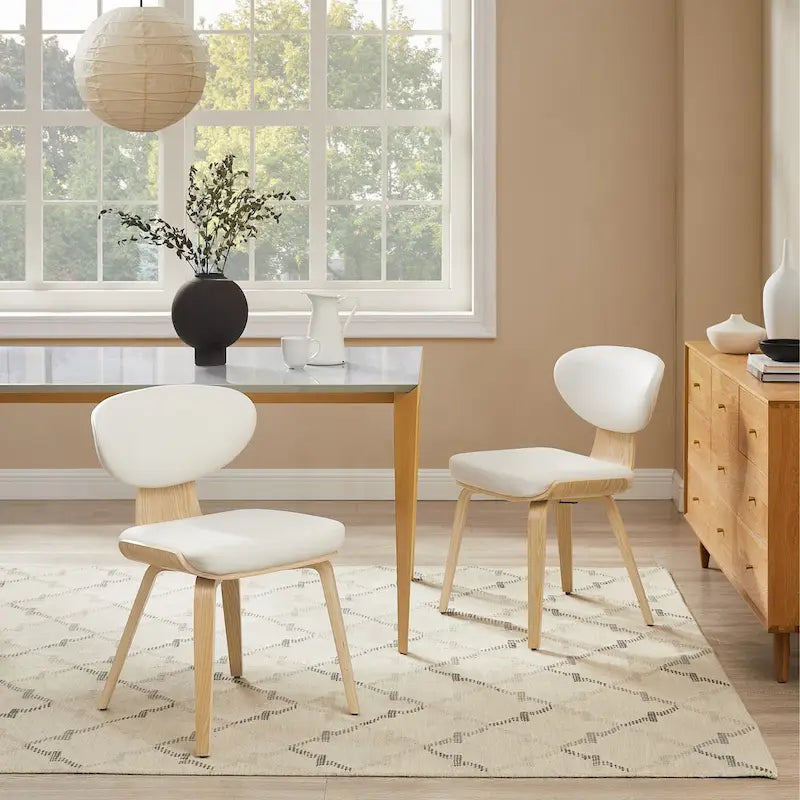 Art Leon Wood and PU Leather Dining Chair (Set of 2).