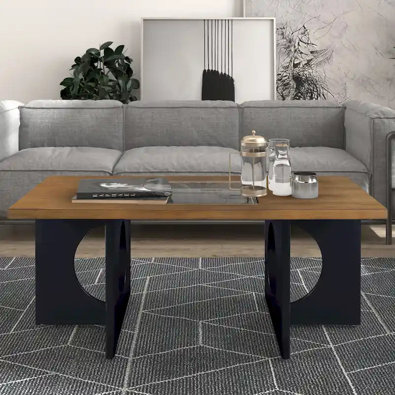 Contemporary Wood Rectangular Coffee Table