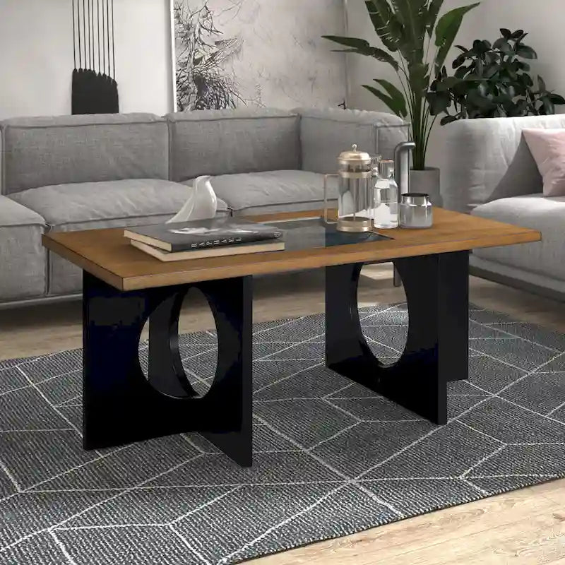 Contemporary Wood Rectangular Coffee Table