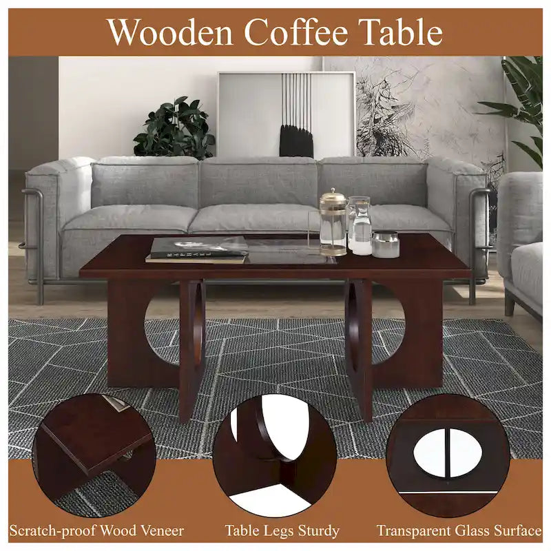 Contemporary Wood Rectangular Coffee Table